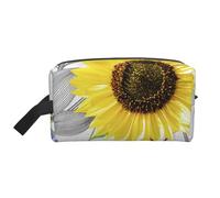 Acuarela Girasoles Amarillos Flores Azules, Bolsa de Maquillaje Bolsa de cosméticos Bolsa de artículos de tocador de Viaje portátil Organizador de Bolsa de Maquillaje