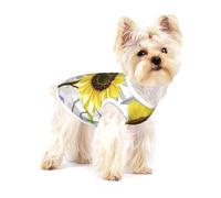 Acuarela Girasoles Amarillos Flores Azules,Camiseta de algodón sin Mangas para Mascotas, Chaleco Transpirable, Suave y elástico para Cachorros,S