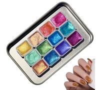 Acuarela Glitter | 12 Colores Niño Juego de Dibujo - Equipo de pintura Portátil para Niños Principiantes Artistas Educación en el Hogar Cumpleaños Niñas Niños Amantes del Artesanía