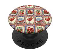 Acuarela Granada Fruta Patrón Verano Estética PopSockets PopGrip Adhesivo