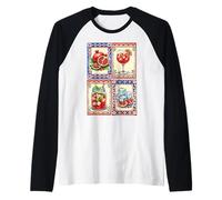 Acuarela Granada Fruta Verano Estética Camiseta Manga Raglan