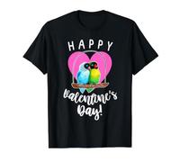 Acuarela Happy Valentine's Day Lovebirds Camiseta gráfica económica, Hombre, Negro, M