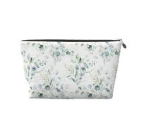 Acuarela Hoja Floral Verde Eucalipto Hojas Redondas Suculentas, Bolsa de artículos de tocador Bolsa de Maquillaje Bolsa de cosméticos Bolsa de artículos de tocador de Viaje portátil