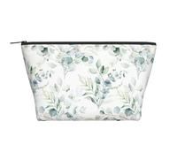 Acuarela Hoja Floral Verde Eucalipto Hojas Redondas Suculentas, Bolsa de artículos de tocador Bolsa de Maquillaje Bolsa de cosméticos Bolsa de artículos de tocador de Viaje portátil