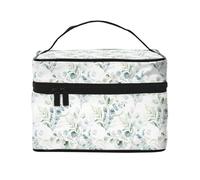 Acuarela Hoja Floral Verde Eucalipto Hojas Redondas Suculentas, Bolsa de Maquillaje Bolsa de cosméticos Bolsa de Aseo de Viaje portátil Estuche para lápices