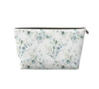 Acuarela Hoja Floral Verde Eucalipto Hojas Redondas Suculentas, Bolsa de Maquillaje Bolsa de cosméticos Bolsa de artículos de tocador de Viaje portátil Bolsa de artículos de tocador