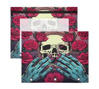 Acuarela Ilustraciones CráNeo Rosa Estuches para Lápices Transparentes para Archivador de 3 Anillas(2 Pack)