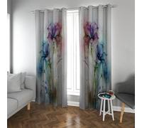 Acuarela Iris, Arte Floral, Cortinas Opacas, estética botánica, Cortinas Ventana, térmicamente aisladas, adecuadas para la decoración del hogar en Verano e Invierno 2 Paneles (W200xL210cm Cada uno)