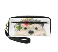 Acuarela Lindo Animal Encantador Erizo, Bolsa de Maquillaje Bolsa de cosméticos Bolsa de Aseo de Viaje portátil Estuche de Cuero para Mujeres y niñas