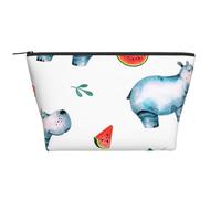 Acuarela Lindo Hipopótamo Sandía, Bolsa de artículos de tocador Bolsa de Maquillaje Bolsa de cosméticos Bolsa de artículos de tocador de Viaje portátil