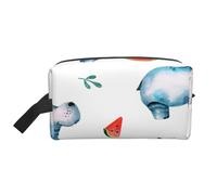 Acuarela Lindo Hipopótamo Sandía, Bolsa de Maquillaje Bolsa de cosméticos Bolsa de artículos de tocador de Viaje portátil Organizador de Bolsa de Maquillaje