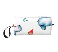 Acuarela Lindo Hipopótamo Sandía, Bolsa de Maquillaje Bolsa de cosméticos Bolsa de artículos de tocador de Viaje portátil Bolsa de Maquillaje