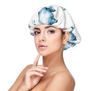Acuarela Lindo Hipopótamo Sandía,Gorro de dormir de satén para adultos - Gorro de dormir elástico para mujer, cubrecabello nocturno