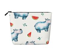 Acuarela Lindo Hipopótamo Sandía,Neceser de Maquillaje de imitación Lino, Neceser de Viaje portátil