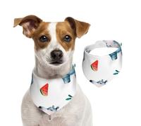 Acuarela Lindo Hipopótamo Sandía,Pañuelos de algodón para Perros, Bufandas Ajustables para Mascotas,M