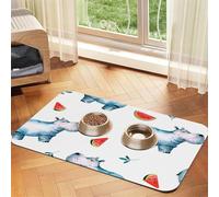 Acuarela Lindo Hipopótamo Sandía,Tapete para Comida de Mascotas, manteles Individuales de Cuero sintético para Gatos y Perros,40x60cm