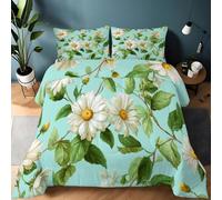 Acuarela Margaritas Hojas Edredón Sin Funda Cama 90 Reversible 150 x 200 cm Ligero y Cálido Microfibra Edredón Acolchado, Azul Claro Suave Transpirable 4 Estaciones Lavable Esponjoso Edredones