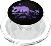 Acuarela Morada Mama Bear and Three Cubs On Black PopSockets PopGrip para MagSafe
