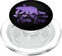 Acuarela Morada Mama Bear and Two Cubs On Black PopSockets PopGrip para MagSafe