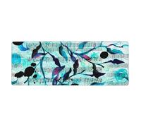 Acuarela Música Ramas Hojas,Alfombrilla de ratón Grande para Escritorio, Teclado de Ordenador, Base de Goma Antideslizante, 30 x 80 cm