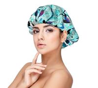 Acuarela Música Ramas Hojas,Gorro de dormir de satén para adultos - Gorro de dormir elástico para mujer, cubrecabello nocturno