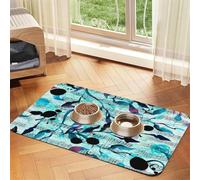 Acuarela Música Ramas Hojas,Tapete para Comida de Mascotas, manteles Individuales de Cuero sintético para Gatos y Perros,30x45cm