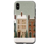 Acuarela Navidad Pueblo Calle Invierno Casas Escena Carcasa para iPhone XS MAX