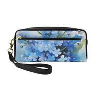 Acuarela No me Olvides Flores, Bolsa de Maquillaje Bolsa de cosméticos Bolsa de Aseo de Viaje portátil Estuche de Cuero para Mujeres y niñas