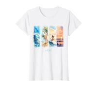 Acuarela olas Libertad Surfista - Summer Girl Surfing Camiseta