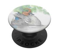 Acuarela Original - Serie de Aves acuáticas Verde Azulado de alas Verdes PopSockets PopGrip Adhesivo