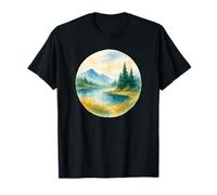 Acuarela Paisaje Montaña Pacífico Lago Y Árboles Camiseta