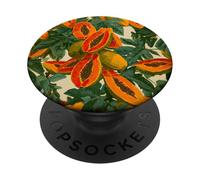 Acuarela Papaya Fruta Patrón Tropical Verano PopSockets PopGrip Adhesivo