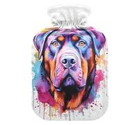 Acuarela Perro Pintura Botella de Agua Caliente y Cubierta Suave Caliente para Cama de Invierno Mano Cuello y Hombros 1 L