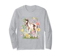 Acuarela Poni Naturaleza Vida Silvestre Pequeño Caballo Cot Manga Larga