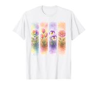 Acuarela Rainbow Rose Tulip Pansy Dalia Blooms Camiseta