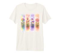 Acuarela Rainbow Rose Tulip Pansy Dalia Blooms Camiseta Premium