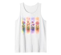 Acuarela Rainbow Rose Tulip Pansy Dalia Blooms Camiseta sin Mangas