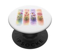 Acuarela Rainbow Rose Tulip Pansy Dalia Blooms PopSockets PopGrip Adhesivo