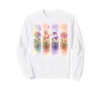 Acuarela Rainbow Rose Tulip Pansy Dalia Blooms Sudadera