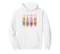 Acuarela Rainbow Rose Tulip Pansy Dalia Blooms Sudadera con Capucha