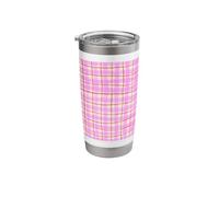 Acuarela rosa intenso y rojo a cuadros Vaso térmico de acero inoxidable de doble pared
