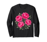 Acuarela Rosa Magenta Peonía Floral Ramo Formas Mania Manga Larga