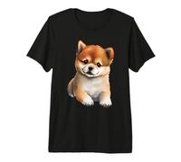 Acuarela Shiba Inu Puppy - Arte de Raza de Perro japonés Camiseta Premium