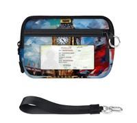 Acuarela UK London Big Ben Mini Zip Tarjetero para mujeres y hombres con ventana de identificación, cartera portátil ligera pequeña con cremallera monedero organizador de tarjetas