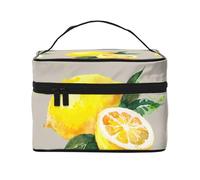 Acuarela Verano Fruta Limones Hojas Slich, Bolsa de Maquillaje Bolsa de cosméticos Bolsa de Aseo de Viaje portátil Estuche para lápices