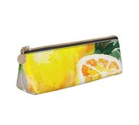 Acuarela Verano Fruta Limones Hojas Slich, Estuche para lápices con Forma de triángulo, Estuche portátil de Cuero con Cremallera, Estuche para cosméticos