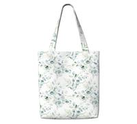 Acuarela verde floral hoja eucalipto hojas redondas suculenta，Bolsas de supermercado reutilizables, bolsas de compras, bolsas de lona de gran capacidad, bolso de hombro
