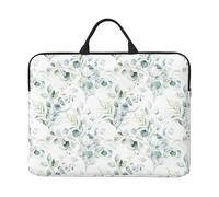 Acuarela Verde Floral Hoja Eucalipto Hojas Redondas Suculenta,Funda para portátil de 14 Pulgadas, Funda para portátil, maletín con asa