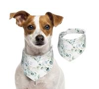 Acuarela Verde Floral Hoja eucalipto Hojas Redondas suculenta,Pañuelos de algodón para Perros, Bufandas Ajustables para Mascotas,S