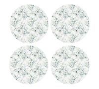 Acuarela Verde Floral Hoja Eucalipto Hojas Redondas Suculenta,Posavasos Redondos de Corcho MDF, Almohadilla para Tazas, Juego de 4 Posavasos para Bebidas